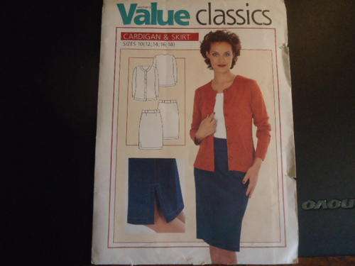 VALUE CLASSICS PATTERNS  "CARDIGAN AND SKIRT" SIZES 10, 12 14, 16, 18