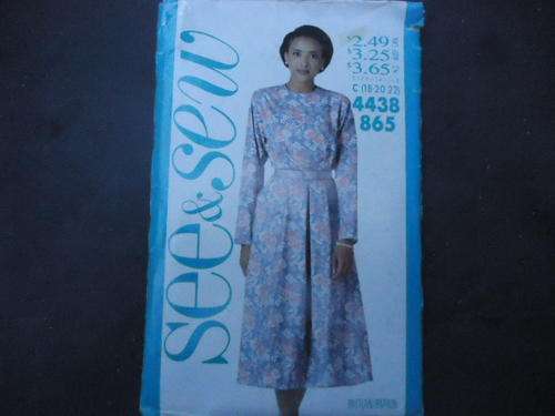 BUTTERICK "SEE AND SEW" PATTERNS 4438  SIZES C = 18 + 20 + 22 - COMPLETE