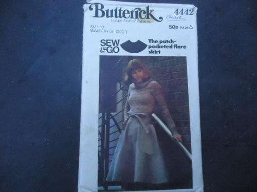 BUTTERICK  PATTERNS 4442 SIZES  12  WAIST = 67 CM - 26 1/2" COMPLETE