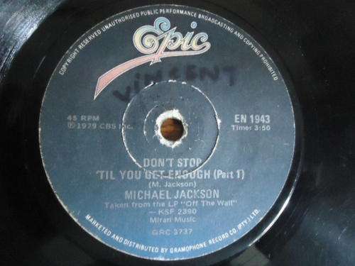 MICHAEL JACKSON "DON'T STOP 'TIL YOU GET ENOUGH" 1979 EPIC SEVEN SINGLE