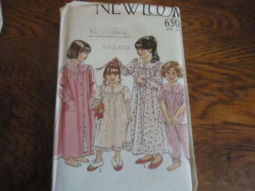 NEW LOOK PATTERNS 6505 - 8 SIZES IN ONE  "NIGHTIES" GIRL 3 - 10 YEARS - COMPLETE AND UNCUT
