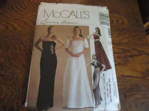 McCALL'S PATTERNS "EVENING ELEGANCE" -  2861- SIZE = D =  12 + 14 + 16 - COMPLETE AND UNCUT