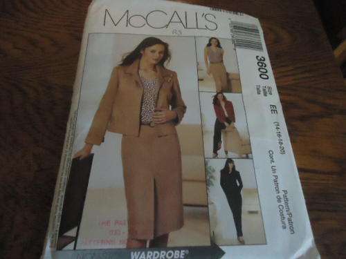McCALL'S PATTERNS - 3600- SIZE = EE  14 + 16 + 18 + 20 - COMPLETE AND UNCUT
