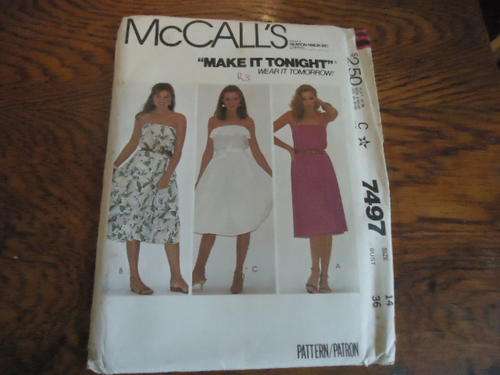 McCALL'S PATTERNS 7497- SIZE C = 10 +12 + 14   COMPLETE AND UNCUT