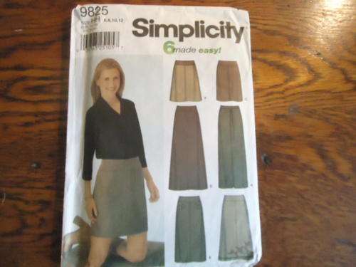 SIMPLICITY PATTERNS 9825 SIZE  HH  = 6 + 8 + 10 + 12  -INCOMPLETE SEE DESCRIPTION
