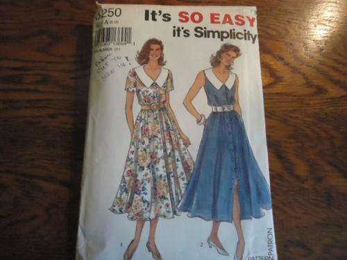 SIMPLICITY PATTERNS 8250  SIZE = A =6 + 8 + 10 + 12 + 14 + 16 COMPLETE