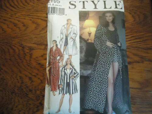 STYLE PATTERNS -2195 -SIZE = A - SMALL - EXTRA LARGE - LADIES AND MEN'S HOUSE COAT- DRESSING GOWN
