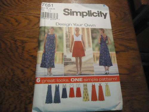 SIMPLICITY PATTERNS 7651 SIZE H = 6 + 8 + 10  COMPLETE