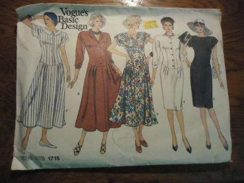 VOGUE BASIC DESIGN PATTERNS 1715 - SIZES 12 + 14 + 16 - COMPLETE