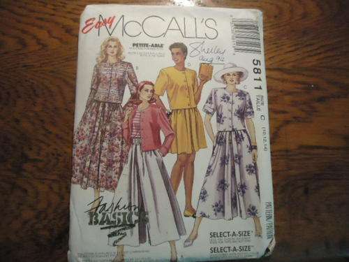 McCALL'S PATTERNS 5811 - SIZE C =  10 + 12 + 14 - COMPLETE AND UNCUT