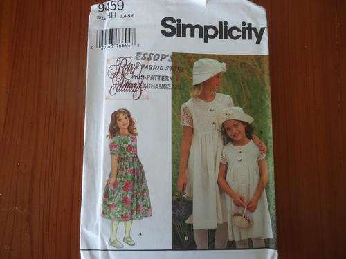 SIMPLICITY PATTERNS RARE EDITION 9459 SIZE  HH = GIRL'S SIZE 3 + 4 + 5 + 6 - COMPLETE