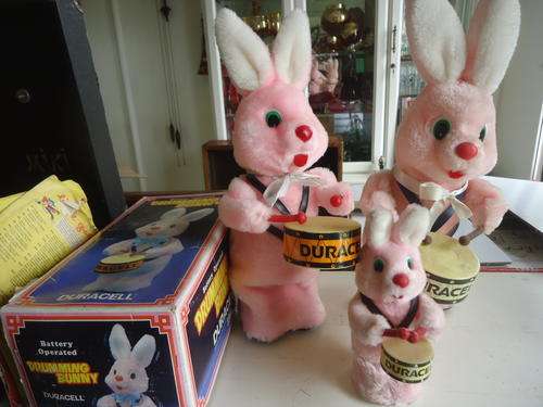 SET OF DURACELL DRUMMING BUNNIES - TWO LARGE BUNNIES AND A SMALLER