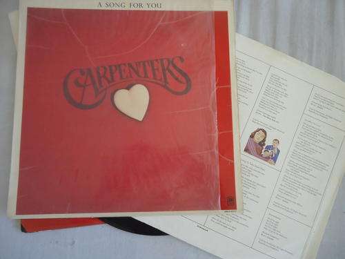 CARPENTERS A SONG FOR YOU"  1972 A&M STEREO LP + INNER SLEEVE  + PLASTIC COVER