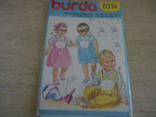 BURDA PATTERN 6314 SIZE 3 MTHS, 6 MTHS, 12 MTHS, 18 MTHS + 2YR- COMPLETE, UNCUT AND SEALED IN PACKET