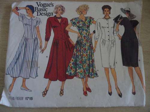VOGUE'S BASIC DESIGN PATTERN 1715  SIZES 6 + 8 + 10  COMPLETE