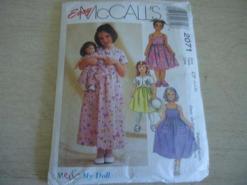 McCALL'S PATTERN NUMBER 2071 "ME AND MY DOLL" CHILD SIZE CF = 4 + 5 + 6 - COMPLETE
