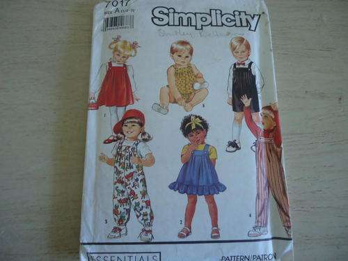 SIMPLICITY PATTERNS 7017 TODDLER SIZE1 + 2 + 3 COMPLETE