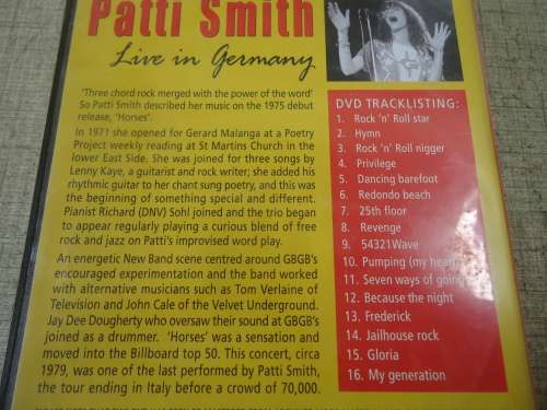 PATTI SMITH - LIVE IN GERMANY -   DVD - 1 HOUR 34 MINUTES