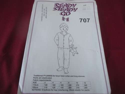 READY-STEADY-GO PATTERN - NUMBER 707 - BOYS PYJAMAS WITH COLLAR AND LONG SLEEVES- AGES  2 -  12