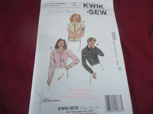 KWIK SEW PATTERNS 2583  SIZES XSMALL, SMALL+MEDIUM+LARGE + XLARGE - COMPLETE