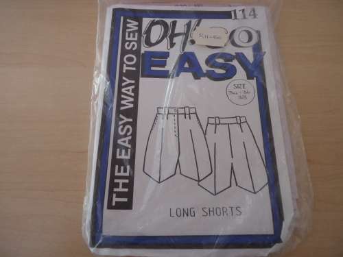 OH SO EASY  PATTERN  NO 114 - "LONG SHORTS" SIZES 34"+ 36" + 38"