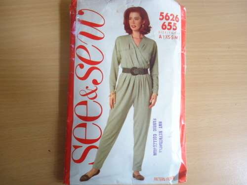 BUTTERICK PATTERNS - SEE & SEW 5626/655 "JUMPSUIT" SIZES A = XSMALL + SMALL + MEDIUM COMPLETE