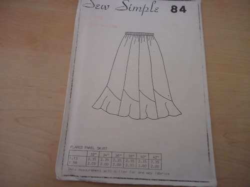 SEW SIMPLE PATTERNS NO 84  -FLARED PANEL SKIRT  -HIP 40" OR 102 cm