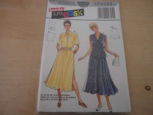 BURDA PATTERN 4325 SIZES  38 + 40 + 42+ 44 + 46 + 48   COMPLETE