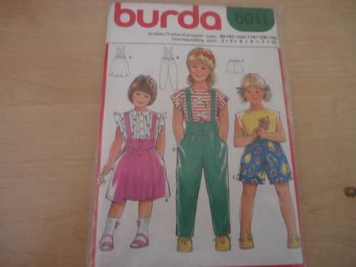 BURDA PATTERN 6011 SIZES  2 + 3 + 4 + 6 + 7 + 10   COMPLETE & SEALED IN PACKET