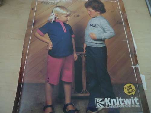 KNITWIT PATTERN 7100 -CHILDREN'S KNIT TOPS, SLACKS, SHORTS AND PANTIES  -SIZES 1 - 6 COMPLETE