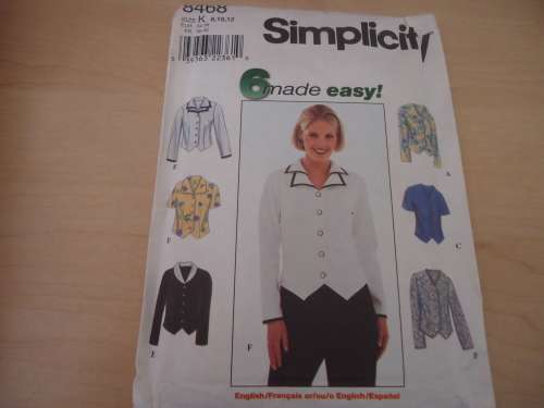 SIMPLICITY PATTERNS 8468 SIZE K = 8 + 10 + 12  COMPLETE