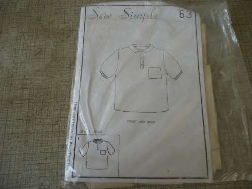SEW SIMPLE PATTERNS   -NO 63 -SIZE 40" OR 102 CM GOLF SHIRT
