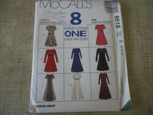 McCALL'S PATTERNS 8518 SIZE B =  8 + 10 + 12  COMPLETE & UNCUT