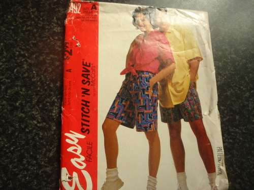 McCALL'S PATTERNS 6492 SIZE A  EXTRA SMALL + SMALL + MEDIUM  COMPLETE