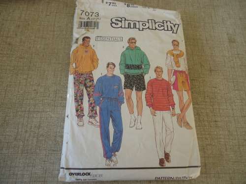 SIMPLICITY  PATTERNS 7073 MEN'S SIZE A = EXTRA SMALL - EXTRA LARGE - COMPLETE