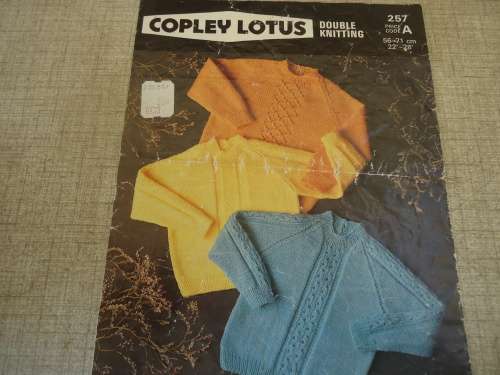 COPLEY LOTUS # 257   SIZES TO FIT 51(22")  - 76" (28") CHEST SWEATERS - DOUBLE KNIT