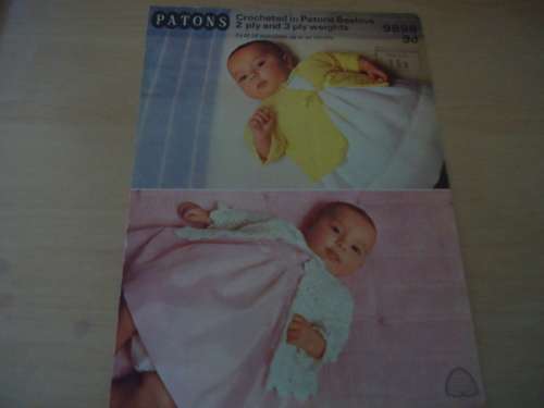 PATONS #9898 CROCHETED BABY JACKETS ONE SIZE UP TO  18" UP TO 6 MONTHS