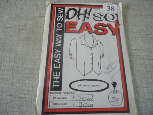 OH SO EASY  PATTERN  # 38 "CROPPED JACKET" SIZES 38"