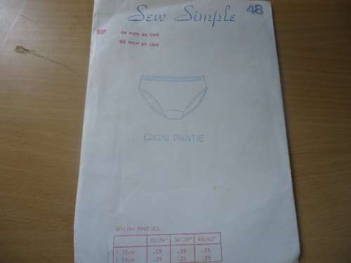 SEW SIMPLE PATTERNS NUMBER 48  "BIKINI PANTIE"  SIZE 36 - 38" or 92 - 97cm
