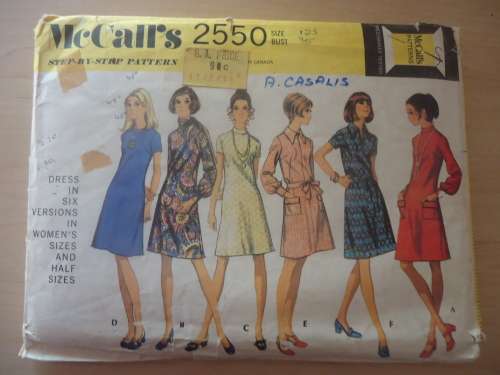 McCALL'S  PATTERNS  2550 SIZE 12 1/2 - BUST 35"- COMPLETE
