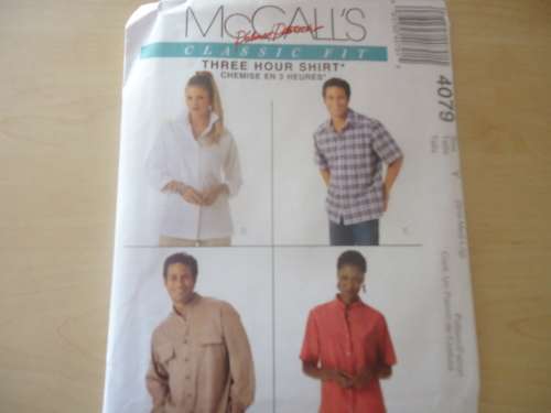McCALL'S  PATTERNS  4079  SIZE Y = SMALL, MEDIUM & LARGE "SHIRTS"- COMPLETE