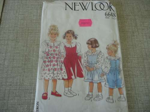 NEW LOOK PATTERNS 6648 GIRLS DRESS & BLOUSE 6 SIZES IN ONE 3 YEARS - 8 YEARS - COMPLETE
