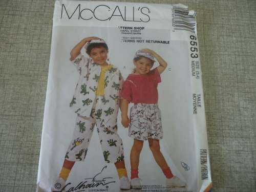 McCALL'S PATTERNS 6553 KIDS SHORTS, SHIRT & T SHIRT SIZE 3 & 4 YEARS -COMPLETE