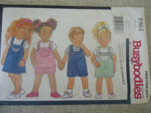 BUTTERICK  PATTERNS 3961  TODDLER  SIZES 1 + 2 + 3 YEARS  COMPLETE