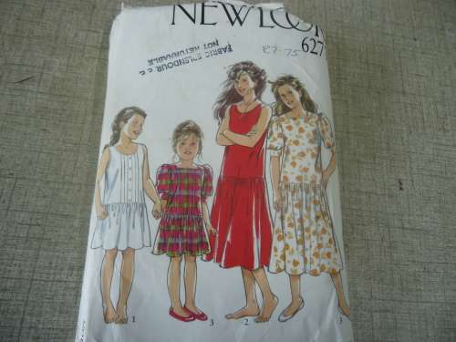 NEW LOOK PATTERNS 6271-9 SIZES IN ONE-GIRLS DRESS - SIZES 4 - 12 YEARS -COMPLETE