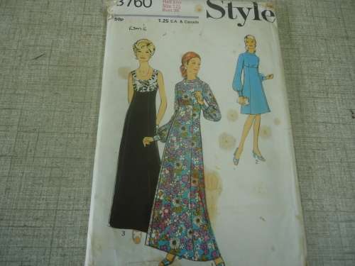 VINTAGE STYLE PATTERNS 3760 DRESS SIZE 12 1/2 BUST 35" COMPLETE & UNCUT