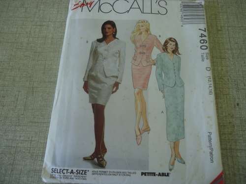 McCALL'S "EASY" PATTERN  - 7460 TOP & SKIRT SIZE D = 12 + 14 + 16   COMPLETE & UNCUT