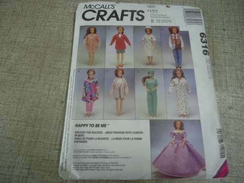 McCALL'S CRAFTS PATTERNS 6316  BARBIE DOLL OUTFITS  - COMPLETE