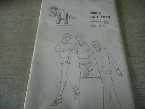 SEW HOW PATTERNS# 8104  - MEN'S KNITTED TOPS SIZES 87 CM - 117 CM