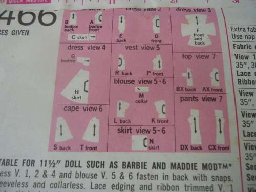 SIMPLICITY PATTERNS 8466  FASHION 11 1/2" DOLLS LIKE BARBIE - FASHION WARDROBE- COMPLETE